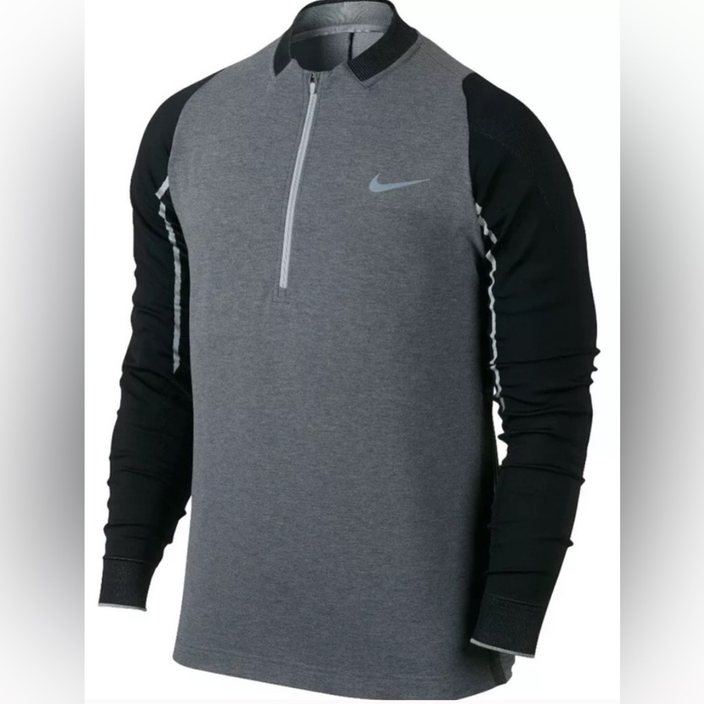 Nike Golf Men Engineered 1/2 Zip Top Black & Gray 746072-010 Size Large